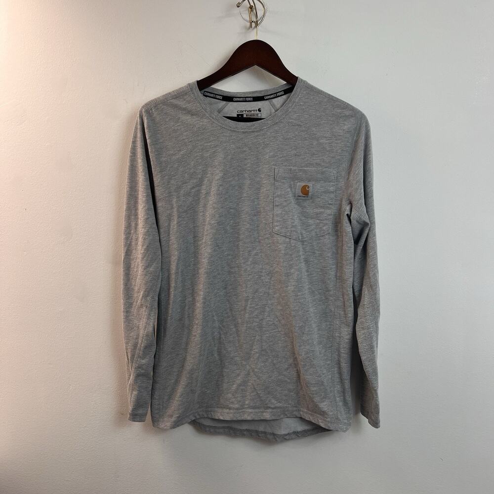 Carhartt Force Relaxed Fit Gray Long Sleeve Pocket T-shirt Small